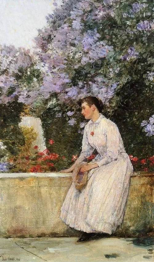 油畫里的花園,陽光和女人